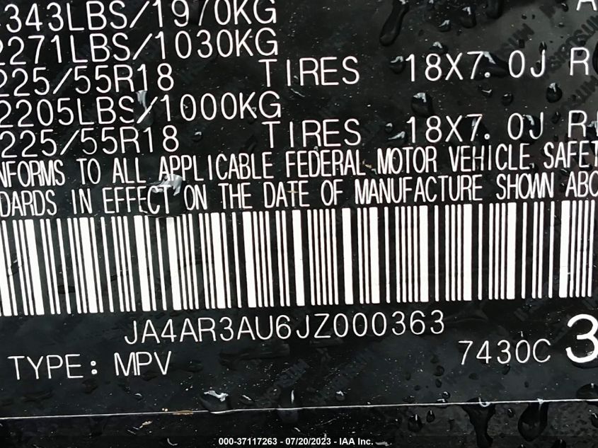 2018 MITSUBISHI OUTLANDER SPORT 2.0 - JA4AR3AU6JZ000363