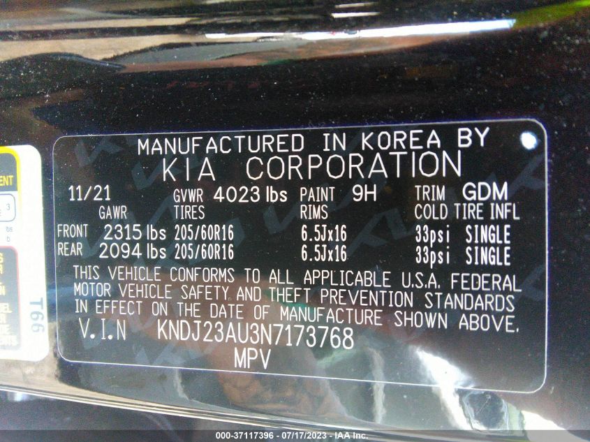 2022 KIA SOUL LX - KNDJ23AU3N7173768