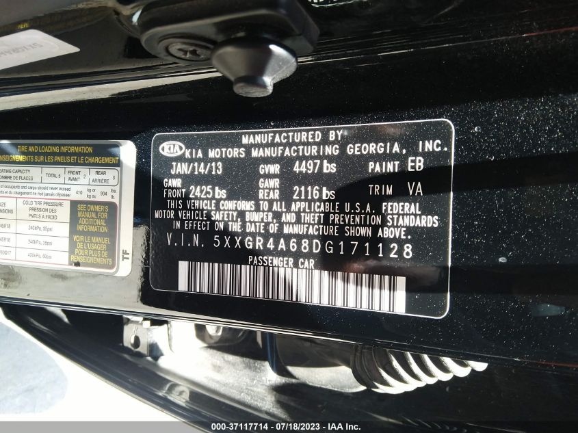 Auction sale of the 2013 KIA OPTIMA , vin: 5XXGR4A68DG171128, lot number: 37117714