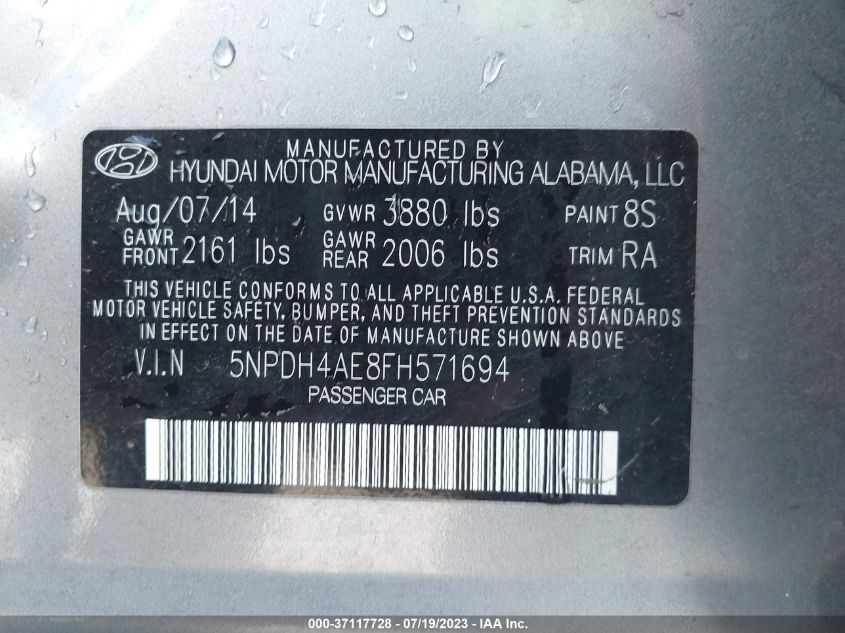 2015 HYUNDAI ELANTRA SE - 5NPDH4AE8FH571694