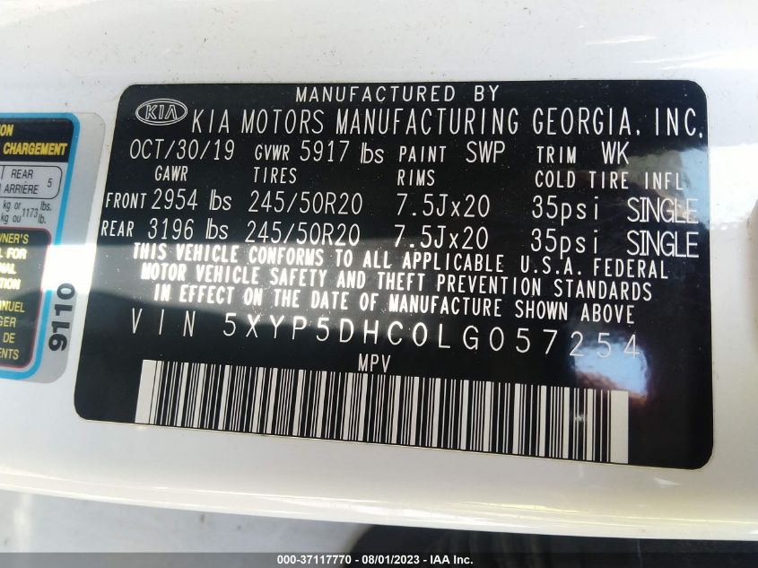 2020 KIA TELLURIDE SX - 5XYP5DHC0LG057254