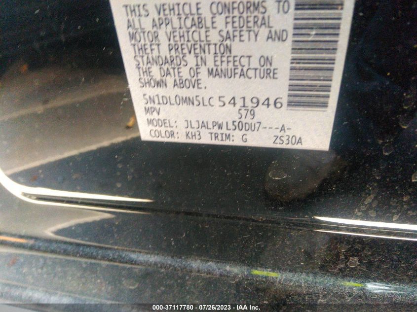 2020 INFINITI QX60 PURE - 5N1DL0MN5LC541946