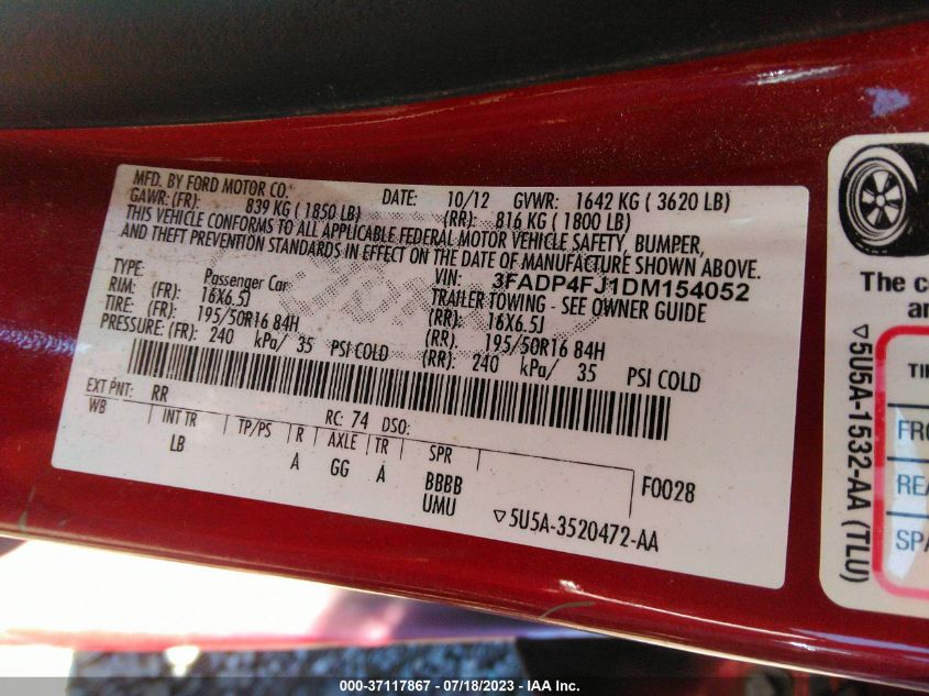 2013 FORD FIESTA TITANIUM - 3FADP4FJ1DM154052