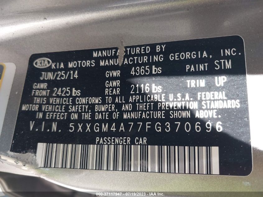 2015 KIA OPTIMA LX - 5XXGM4A77FG370696