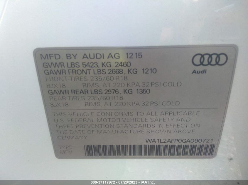 WA1L2AFP0GA090721 2016 AUDI Q5, photo no. 9