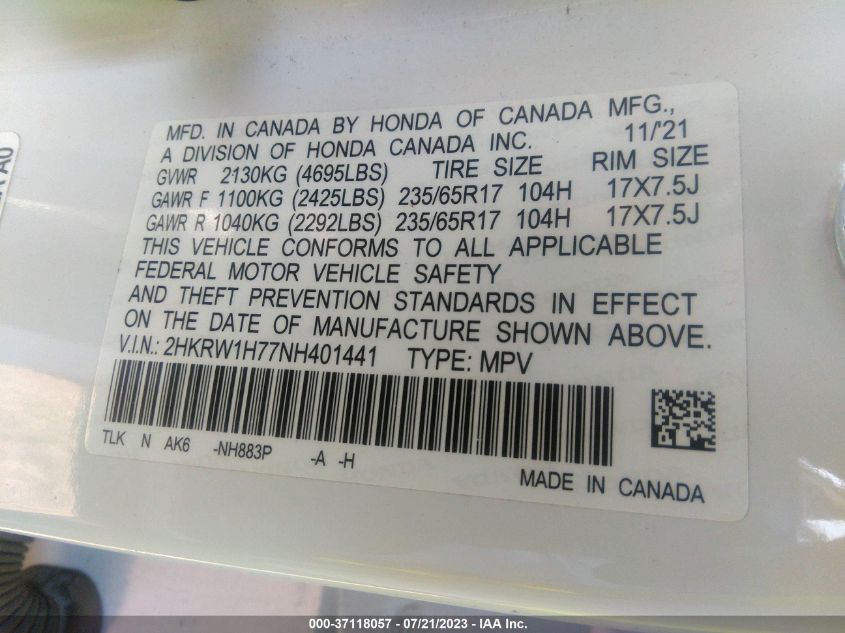 2022 HONDA CR-V SPECIAL EDITION - 2HKRW1H77NH401441