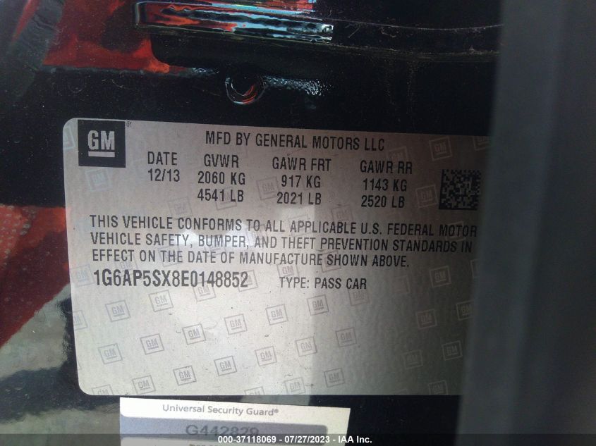 2014 CADILLAC CTS STANDARD - 1G6AP5SX8E0148852