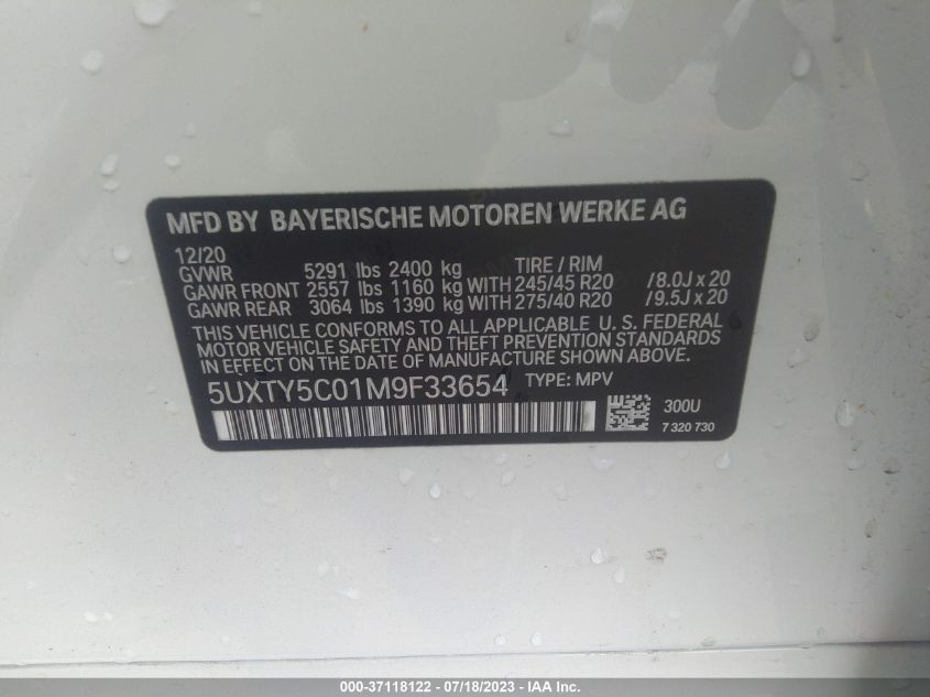2021 BMW X3 XDRIVE30I - 5UXTY5C01M9F33654