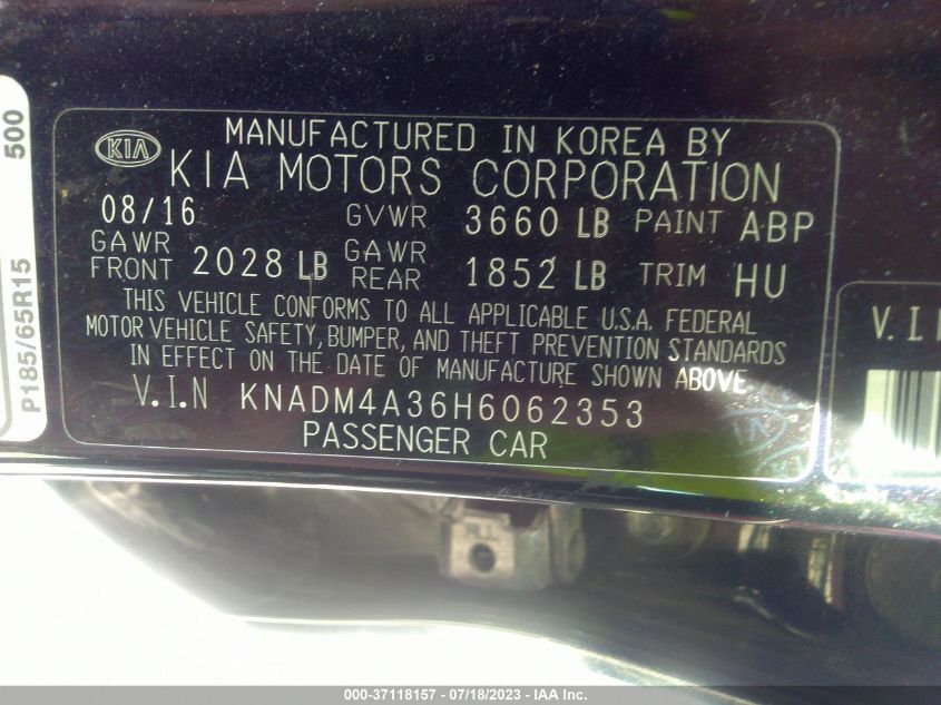 2017 KIA RIO LX - KNADM4A36H6062353