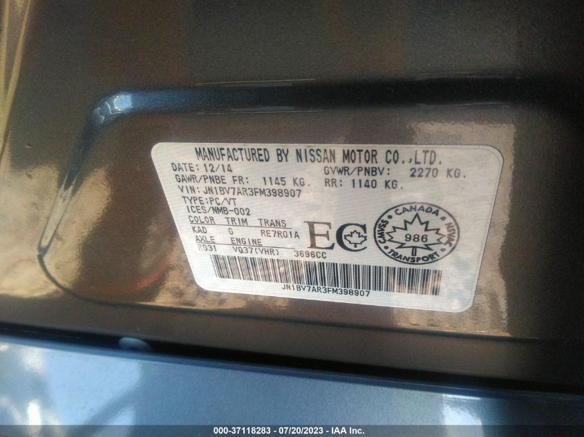 2015 INFINITI Q50 - JN1BV7AR3FM398907