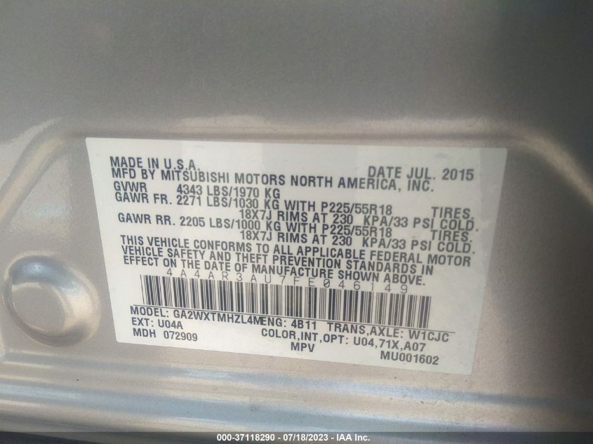 2015 MITSUBISHI OUTLANDER SPORT ES - 4A4AR3AU7FE046149