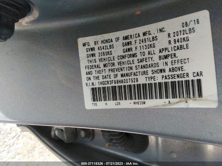 2017 HONDA ACCORD SEDAN EX-L V6 - 1HGCR3F88HA007528