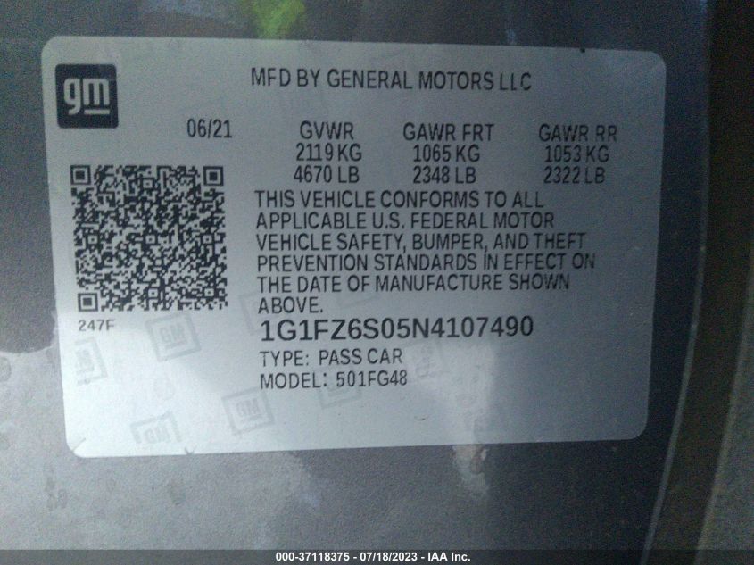 2022 CHEVROLET BOLT EUV PREMIER - 1G1FZ6S05N4107490