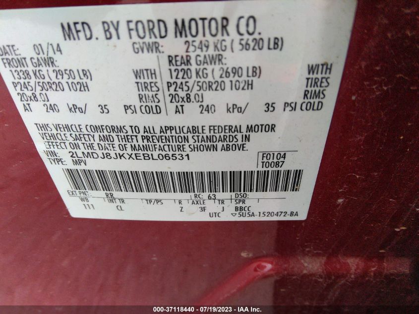 2014 LINCOLN MKX - 2LMDJ8JKXEBL06531