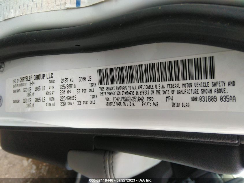 2014 JEEP CHEROKEE LIMITED - 1C4PJMDB6EW251642