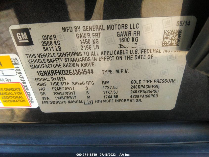 2014 CHEVROLET TRAVERSE LS - 1GNKRFKD2EJ364544