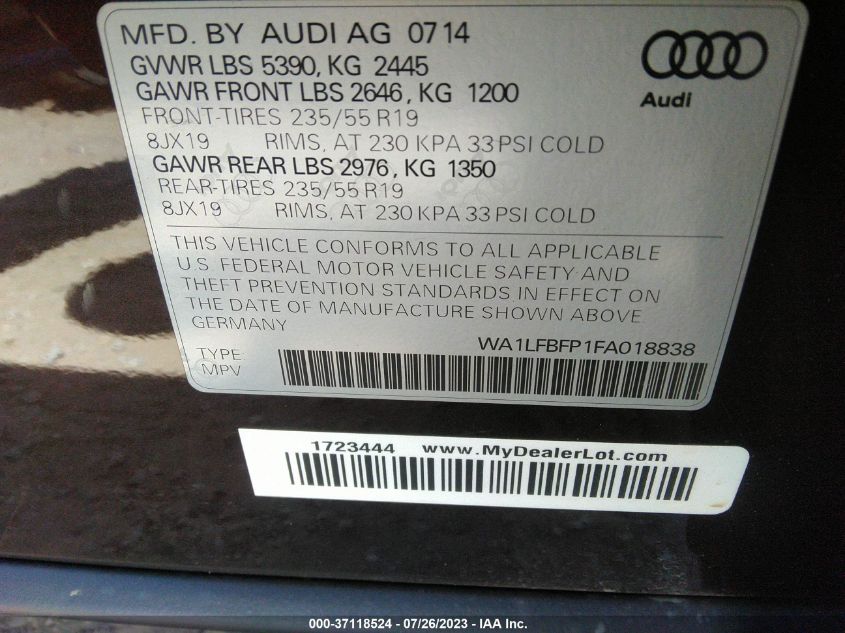 2015 AUDI Q5 PREMIUM PLUS - WA1LFBFP1FA018838