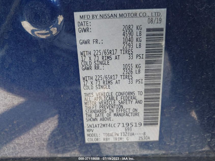 2020 NISSAN ROGUE S - 5N1AT2MT4LC719519