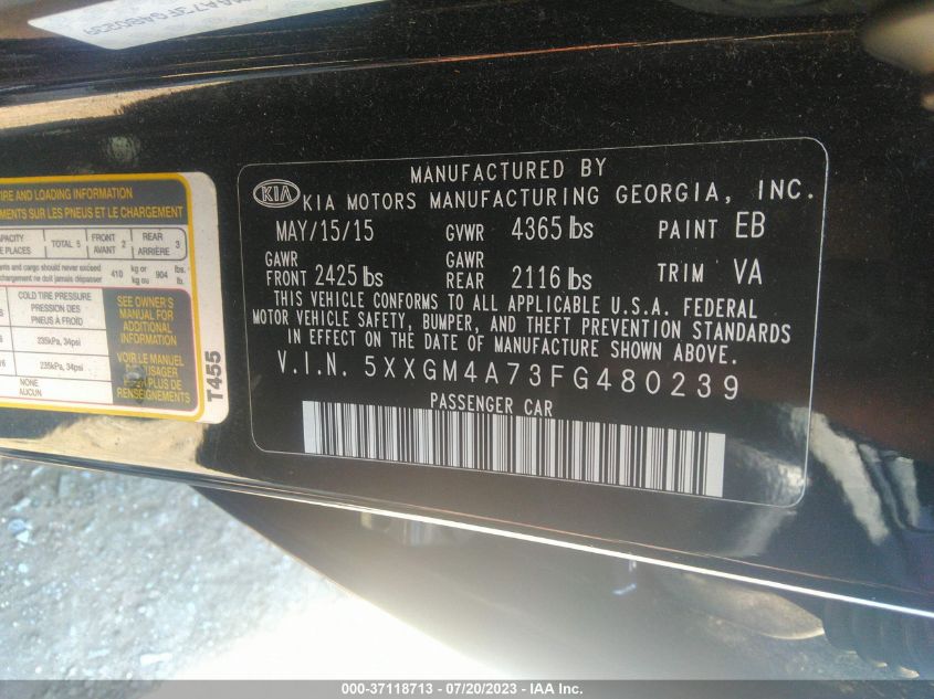 2015 KIA OPTIMA LX - 5XXGM4A73FG480239