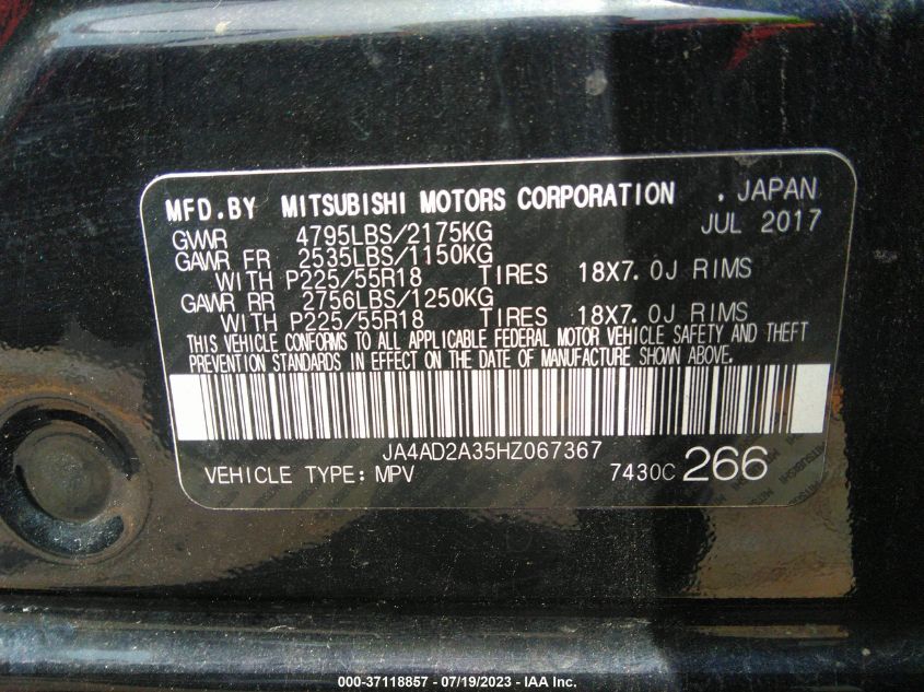 2017 MITSUBISHI OUTLANDER ES - JA4AD2A36HV067367
