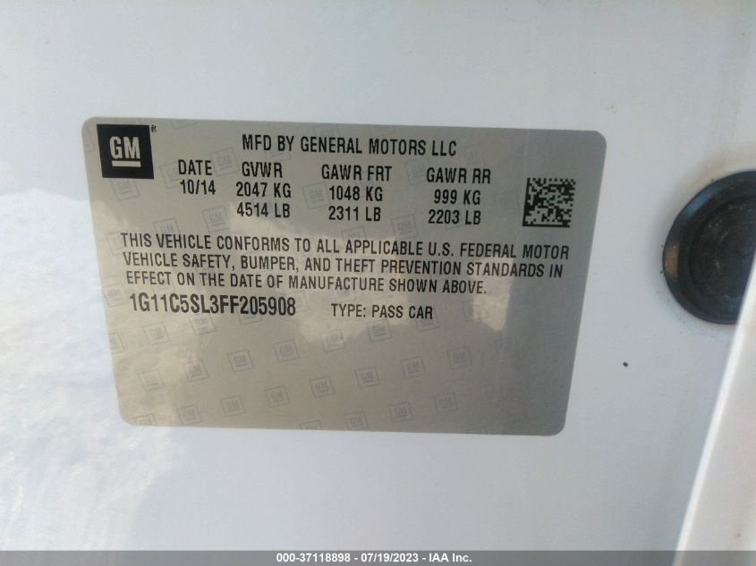 2015 CHEVROLET MALIBU 1LT - 1G11C5SL3FF205908