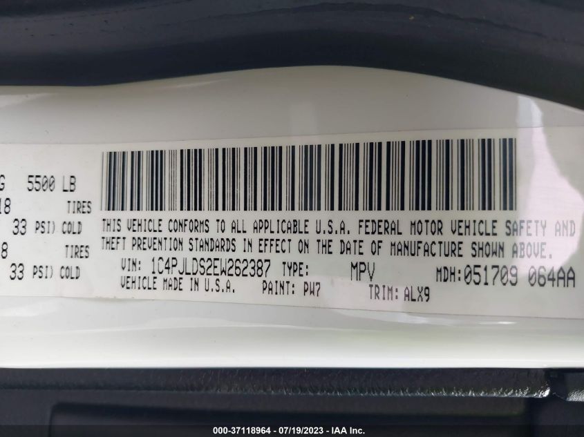 2014 JEEP CHEROKEE LIMITED - 1C4PJLDS2EW262387