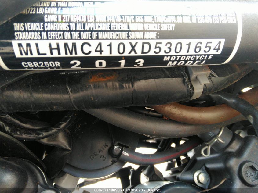 2013 HONDA CBR250 R MLHMC410XD5301654
