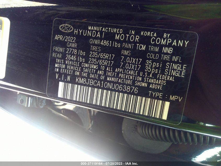 2022 HYUNDAI TUCSON HYBRID BLUE - KM8JBCA10NU063876
