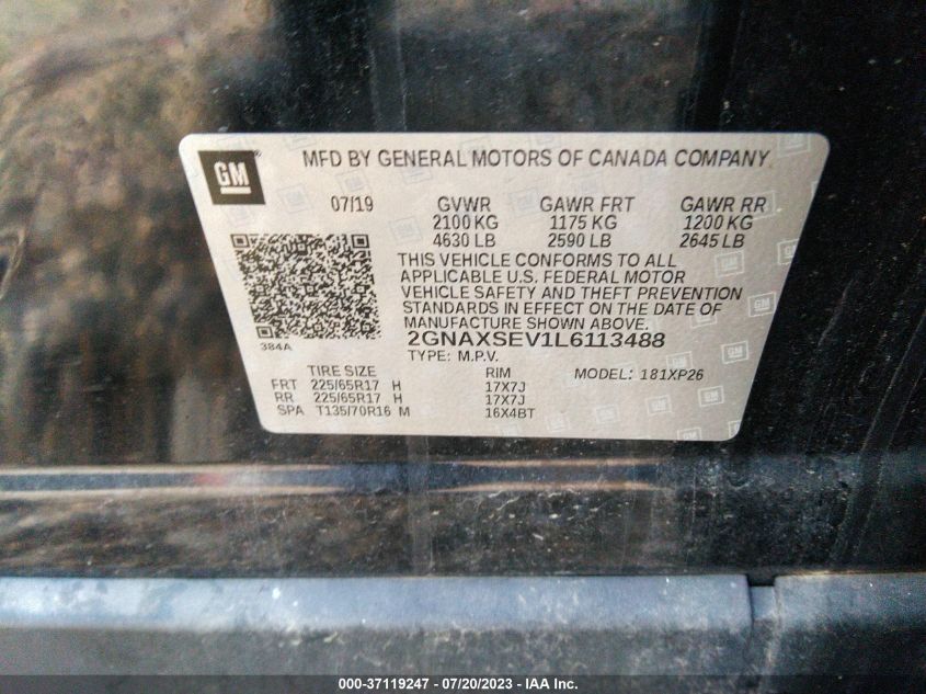 2020 CHEVROLET EQUINOX LS - 2GNAXSEV1L6113488