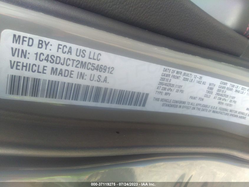2021 DODGE DURANGO R/T - 1C4SDJCT2MC546912