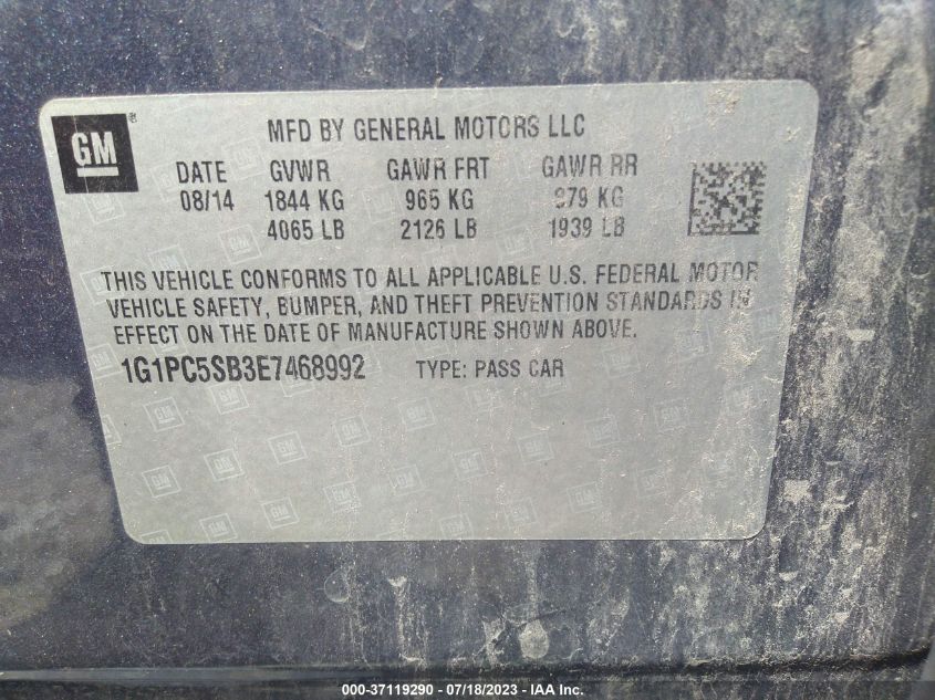 2014 CHEVROLET CRUZE 1LT - 1G1PC5SB3E7468992