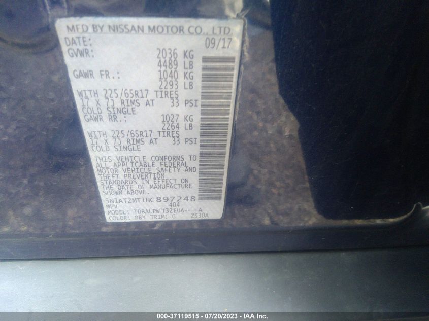 2017 NISSAN ROGUE S/SL - 5N1AT2MT1HC897248