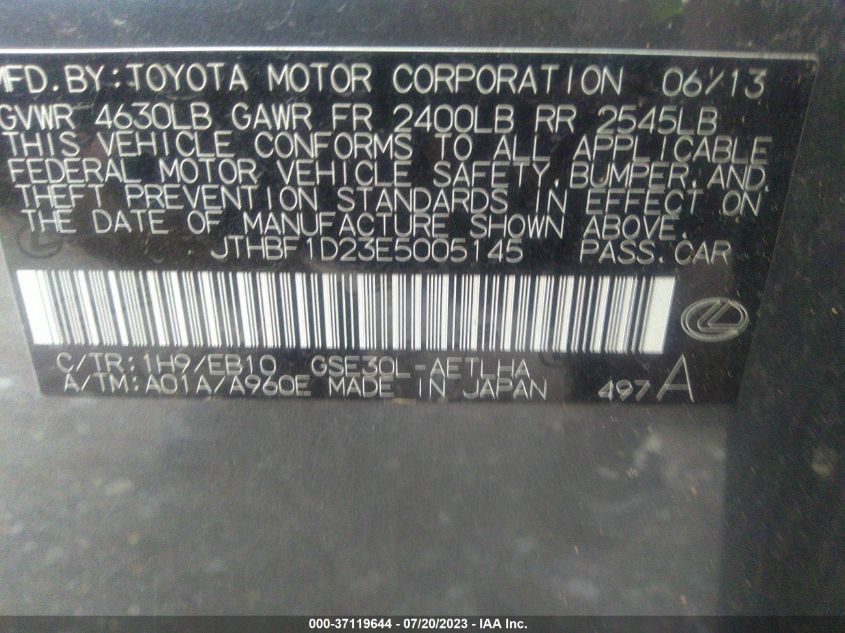 2014 LEXUS IS 250 - JTHBF1D23E5005145