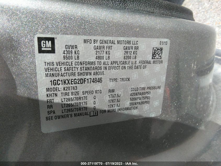 2013 CHEVROLET SILVERADO 2500HD LT - 1GC1KXEG2DF174846