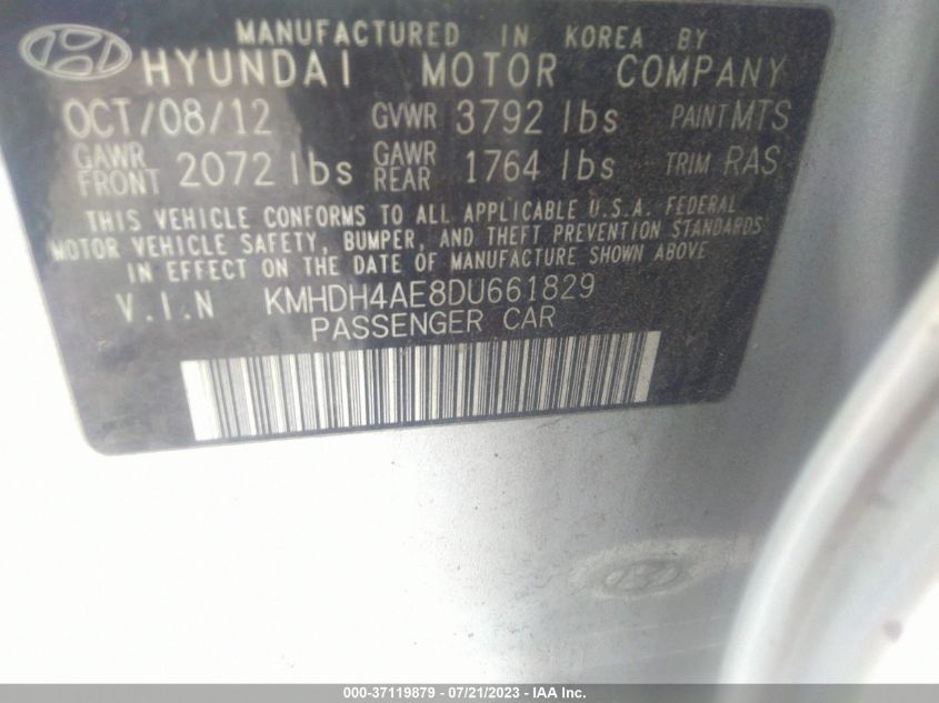 2013 HYUNDAI ELANTRA GLS - KMHDH4AE8DU661829