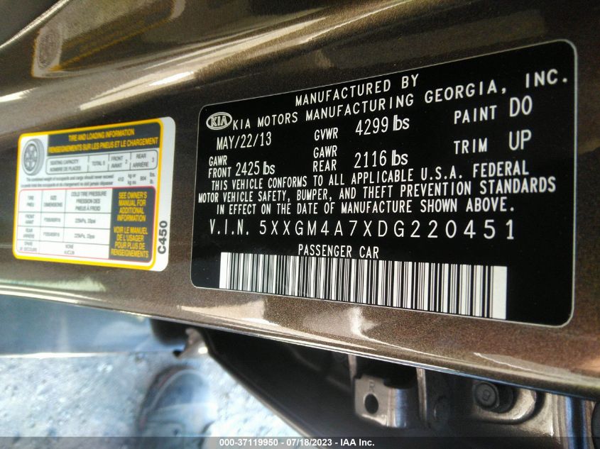 2013 KIA OPTIMA LX - 5XXGM4A7XDG220451