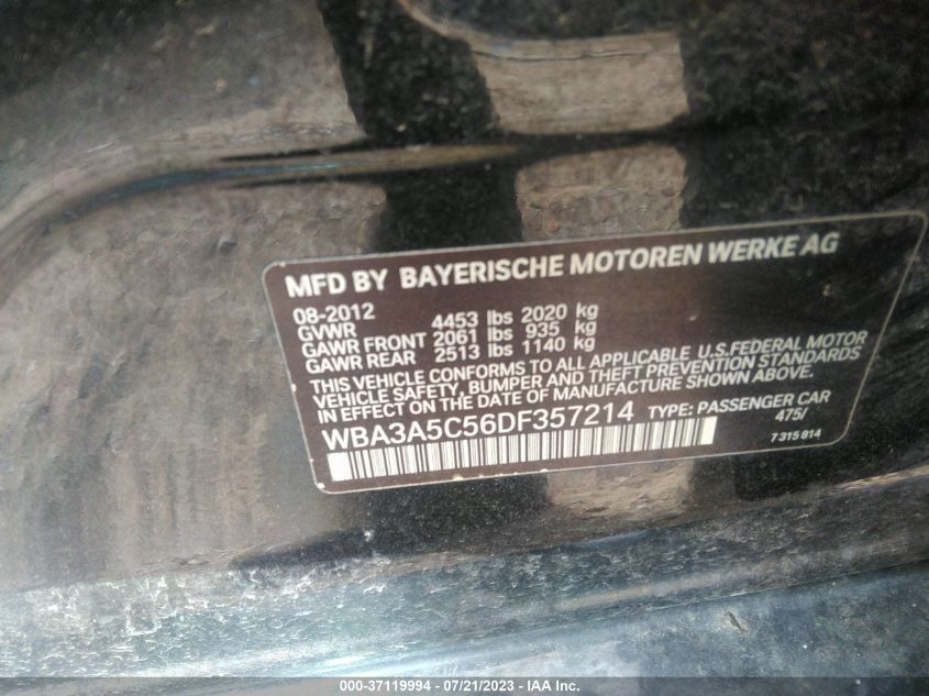 2013 BMW 3 SERIES 328I - WBA3A5C56DF357214