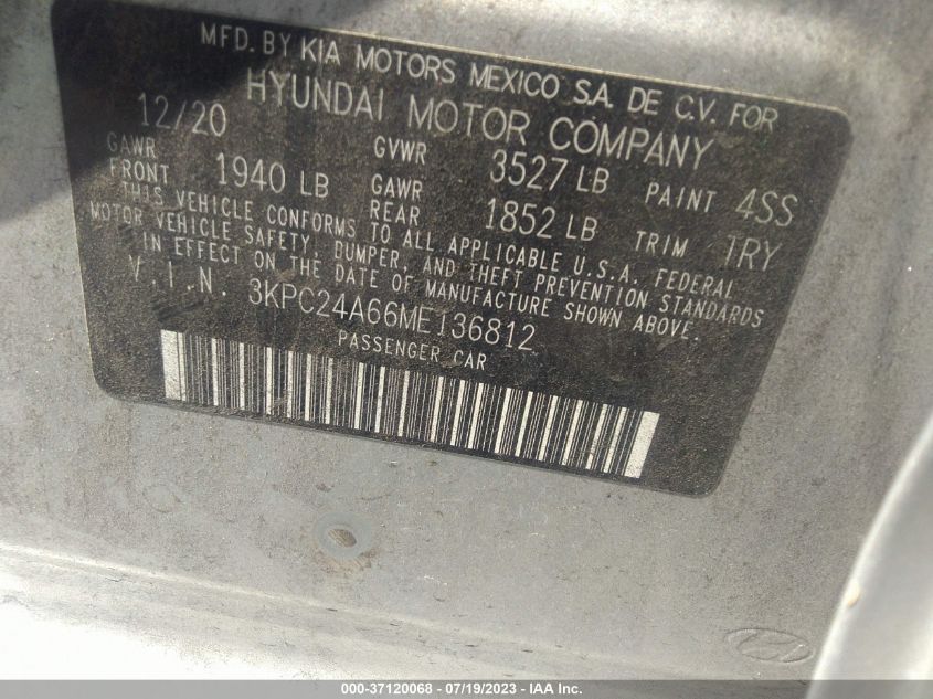 2021 HYUNDAI ACCENT SEL - 3KPC24A66ME136812