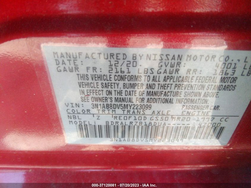 2021 NISSAN SENTRA SR - 3N1AB8DV5MY223099