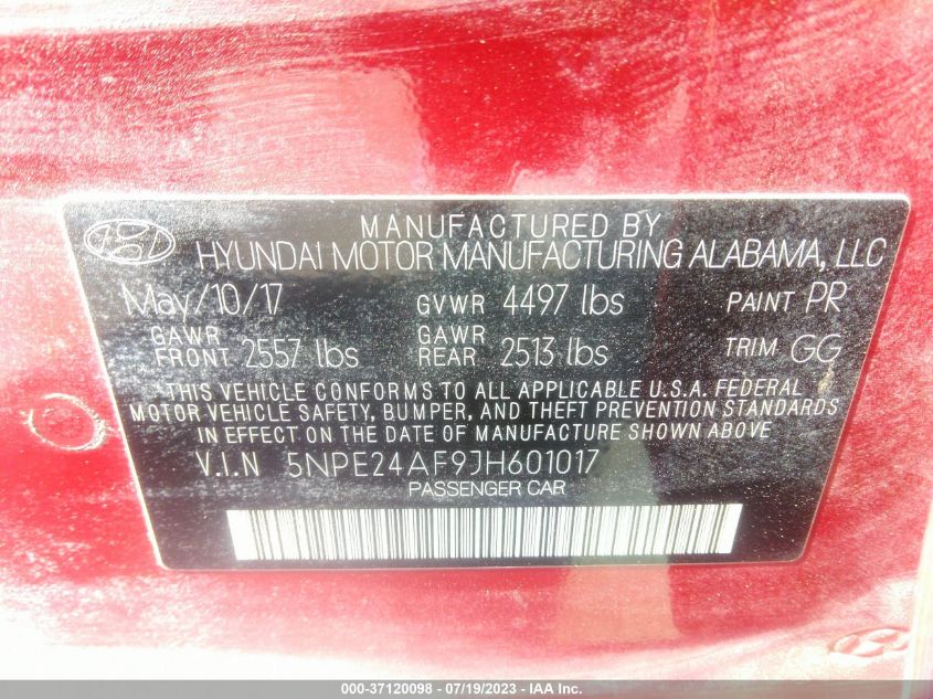 2018 HYUNDAI SONATA SE - 5NPE24AF9JH601017