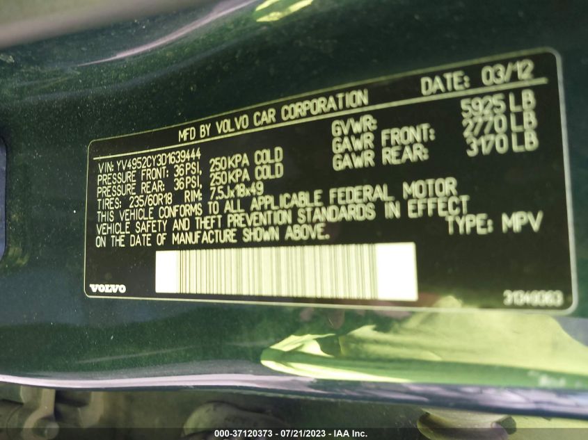 2013 VOLVO XC90 - YV4952CY3D1639444
