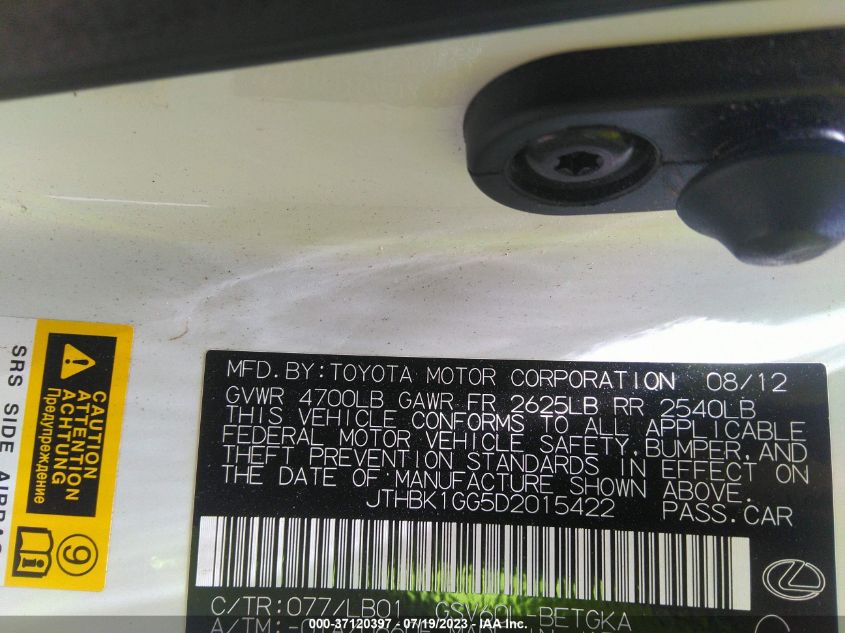 2013 LEXUS ES 350 4DR SDN - JTHBK1GG5D2015422