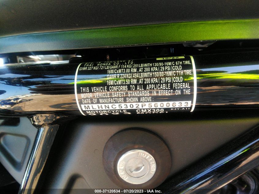 2023 HONDA CMX300 MLHNC5302P5600633