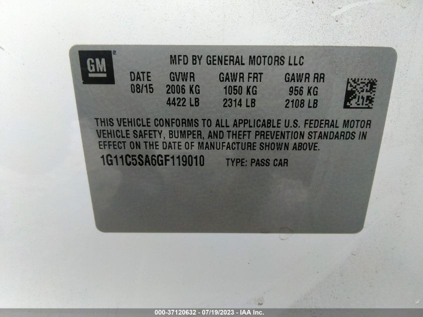 2016 CHEVROLET MALIBU LIMITED LT - 1G11C5SA6GF119010