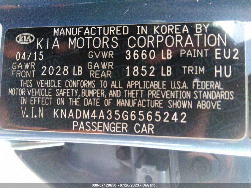 2016 KIA RIO LX - KNADM4A35G6565242