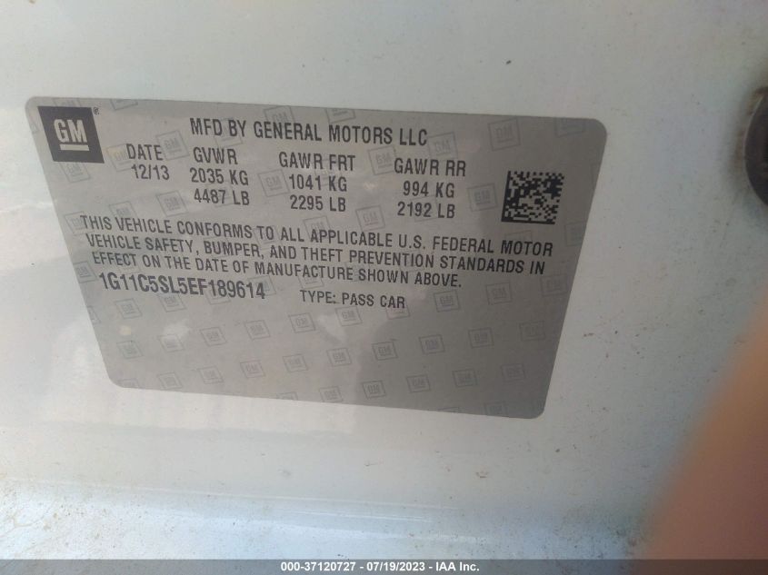 2014 CHEVROLET MALIBU LT - 1G11C5SL5EF189614