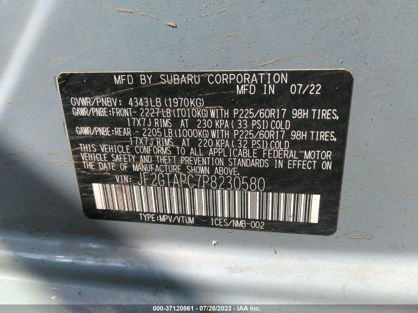 2023 SUBARU CROSSTREK PREMIUM - JF2GTAPC7P8230580