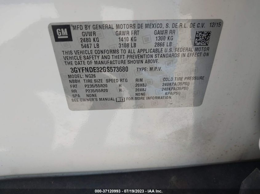 2016 CADILLAC SRX PREMIUM COLLECTION - 3GYFNDE32GS573680