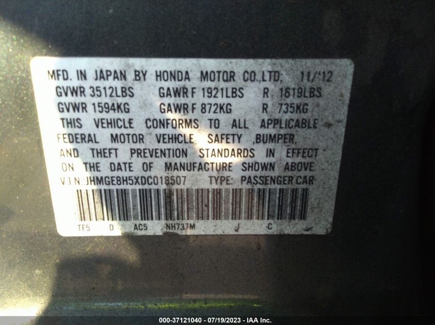 2013 HONDA FIT SPORT - JHMGE8H5XDC018507