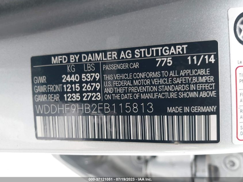 2015 MERCEDES-BENZ E-CLASS E 250 BLUETEC - WDDHF9HB2FB115813